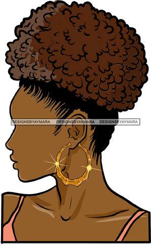 Sideview Hair No Face Curl Puffs Black Woman Afro Hair  SVG JPG PNG Vector Clipart Cricut Silhouette Cut Cutting