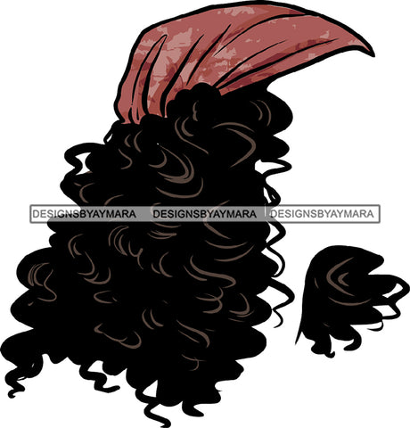 Just Hair No Face Curly Black Woman Curly Sides Afro Hair Headwrap Headband SVG JPG PNG Vector Clipart Cricut Silhouette Cut Cutting