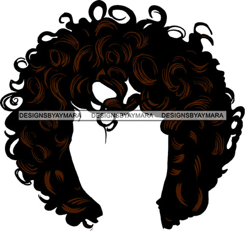 Just Hair No Face Curly Black Woman Curly Sides Afro Hair  SVG JPG PNG Vector Clipart Cricut Silhouette Cut Cutting