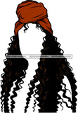 No Face Curly Black Woman Afro Hair Headwrap Turban Long Wavy SVG JPG PNG Vector Clipart Cricut Silhouette Cut Cutting