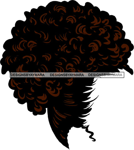 No Face Curly Black Woman Afro Hair  Side Curls SVG JPG PNG Vector Clipart Cricut Silhouette Cut Cutting
