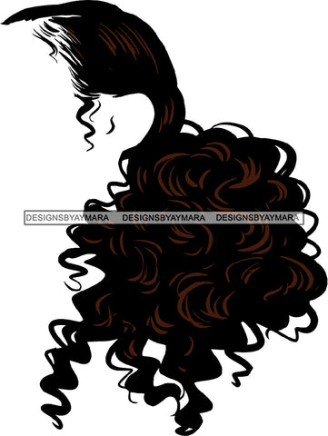 No Face Curly Black Woman Afro Hair  Side Curls  SVG JPG PNG Vector Clipart Cricut Silhouette Cut Cutting