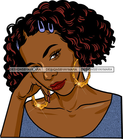Afro Girl Bamboo Earrings Hustle Diva Gold Jewelry Hair Accessories Black Woman Goddess SVG Files For Cutting and More!