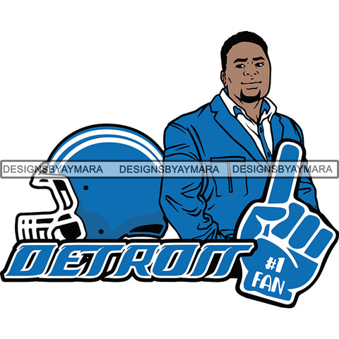 Detroit Man #1 Fan Football Team Sport SVG Cutting Files For Cricut and More