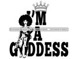 Afro Woman SVG African American Ethnicity Goddess Queen Diva Classy Beautiful Black Lady  .SVG .EPS .PNG Vector Clipart Cricut Circuit Cut Cutting