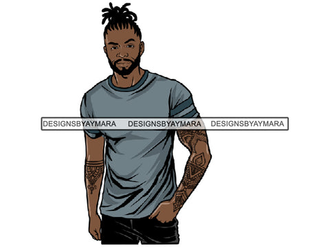 Afro Man Rasta Dreads Hairstyle Black Male Men PNG Print File Not For Cutting