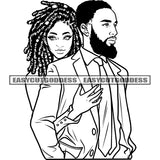 African American Couple Hugging Each Other Afro And Locus Hairstyle Design Element Black And White Artwork Couple Goals SVG JPG PNG Vector Clipart Cricut Silhouette Cut Cutting