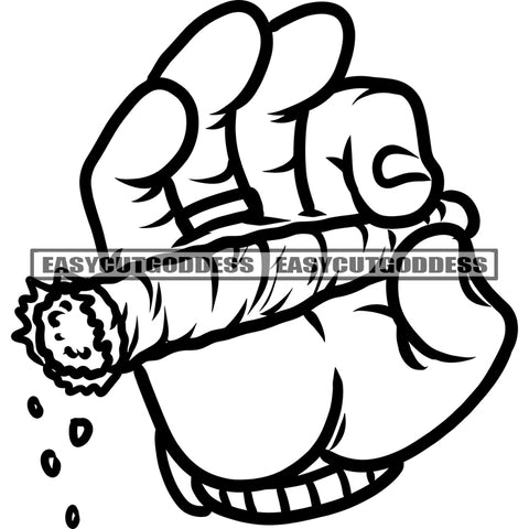Hand Holding Marijuana Smoking Hand Black And White Artwork Man Hand Holding Cigarette BW SVG JPG PNG Vector Clipart Cricut Silhouette Cut Cutting