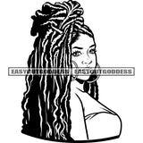 Sexy African American Woman Side Look BW Artwork Locus Hairstyle Wearing Hoop Earing Vector Sexy Body SVG JPG PNG Vector Clipart Cricut Silhouette Cut Cutting