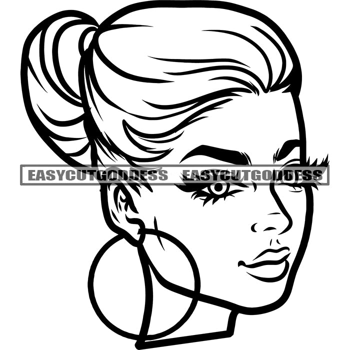 Beautiful Woman Wearing Hoop Earing Vector Cute Smile Face African Ame ...