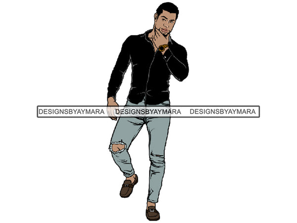 Handsome Black Man PNG For Print