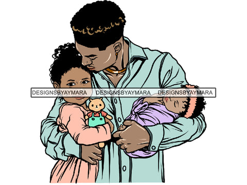 Father's Day Dad Papi Papa My Hero True Love Man Kids Son Daughter Family Together .PNG .JPG .SVG .Vector Clipart Perfect For Printing Not For Cutting