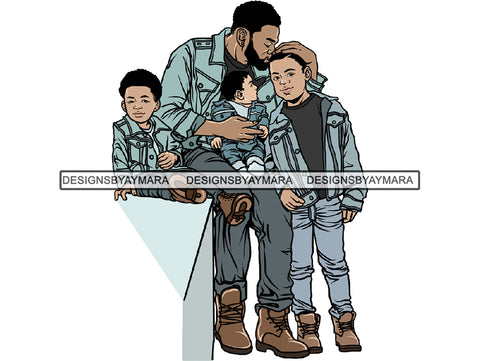 Father's Day Dad Papi Papa My Hero True Love Man Kids Son Daughter Family Together .PNG .JPG .SVG .Vector Clipart Perfect For Printing Not For Cutting