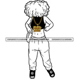 Melanin Afro Woman Standing Sexy Dress Afro Hair Style White Hair Design Element White Background Sexy Pose African American Woman SVG JPG PNG Vector Clipart Cricut Cutting Files