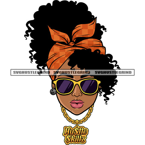 Melanin Woman Head Design Element Vector Wearing Sunglass Curly Hair Style White Background Beautiful Woman Cute Face SVG JPG PNG Vector Clipart Cricut Cutting Files