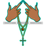 Beautiful Woman Hand Holding Cross And Chain Design Element Long Nail Heart Finger Sign Vector SVG JPG PNG Vector Clipart Cricut Cutting Files