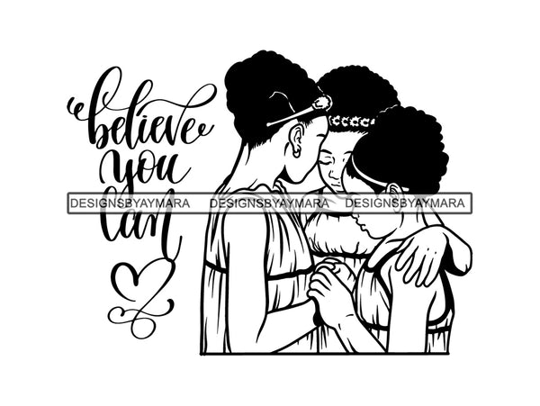 African Girls Praying God SVG Cut File for Silhouette and Cricut
