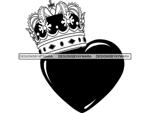 Gold Crown King Queen Royal Royalty Monarchy Kingdom Ruler Prince Heart Tiara Throne Treasure .PNG .SVG Clipart Vector Cricut Cut Cutting