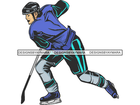 Hockey Player Sport Game Ice Rink Action Hobby Athlete Athletic Blue Team Tournament Competition .JPG .PNG .SVG Clipart Vector Cricut Cut Cutting