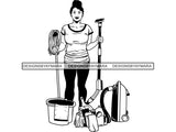 Cleaning Service Woman SVG Cut File For Silhouette and Cricut
