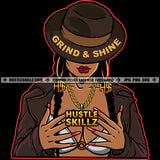 African American Woman Wearing Cowboy Hat Vector Portrait Melanin Woman Wearing Big Ear Hoop Ring Curly Hair Cute Face No Eyes Vector Design Element SVG JPG PNG Vector Clipart Cricut Cutting Files
