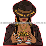 African American Woman Wearing Cowboy Hat Vector Portrait Melanin Woman Wearing Big Ear Hoop Ring Curly Hair Cute Face No Eyes Vector Design Element SVG JPG PNG Vector Clipart Cricut Cutting Files
