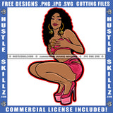 African American Sexy Woman Sitting On Floor Melanin Woman Curly Hair Vector Design Element Sexy Woman Hand On Body SVG JPG PNG Vector Clipart Cricut Cutting Files