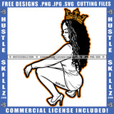 African American Sexy Women Sitting Vector Design Melanin Nubian Woman With Curly Hair And Crown Vector Circuit Cut Cutting Hustler Clipart JPG PNG SVG