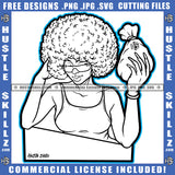 African American Bad Ass Women Vector Design Melanin Woman Design Element Money On Hand Waring Sunglass Curly Hair Hustler Circuit Cut Cutting Clipart JPG PNG SVG
