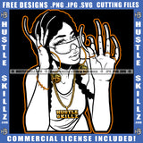 African American Women Vector Melanin Woman Wearing Earring Necklace Bad Ass Long Nail Vector Waring Sunglass Design Element Hustler Circuit Cut Cutting Clipart JPG PNG SVG