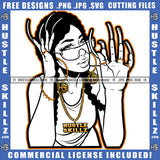 African American Women Vector Melanin Woman Wearing Earring Necklace Bad Ass Long Nail Vector Waring Sunglass Design Element Hustler Circuit Cut Cutting Clipart JPG PNG SVG