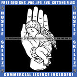 Baby Angle Sleeping On Hand Vector Design Element African American Baby With Wings Nubian Hand Clipart JPG PNG SVG