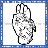 Baby Angle Sleeping On Hand Vector Design Element African American Baby With Wings Nubian Hand Clipart JPG PNG SVG