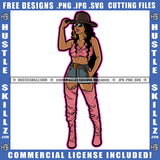 African American Woman Standing Color Vector Design Element Nubian Women Wearing Sunglass And Hat Bad Ass Design Circuit Clipart JPG PNG SVG