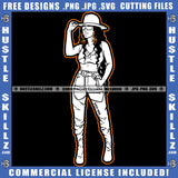 African American Woman Standing Vector Design Element Nubian Women Wearing Sunglass And Hat Bad Ass Design Circuit Clipart JPG PNG SVG