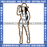 African American Woman Standing Vector Design Element Nubian Women Wearing Sunglass And Hat Bad Ass Design Circuit Clipart JPG PNG SVG