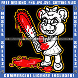 Evil Cat Holding Chainsaw With Blood Vector Standing Smiling Face Cat Design Element Blood Drooping On Floor Bad Ass Cat Vector Clipart JPG PNG SVG