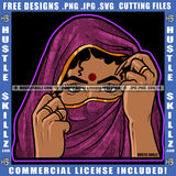 Woman Covering Face African American Girls Face Color Design Element Curly Hair Melanin Cute Girls SVG JPG PNG Vector Clipart Cricut Cutting Files