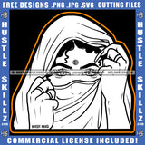 Woman Covering Face African American Girls Face White Color Design Element Curly Hair Melanin Cute Girls Wearing Musk SVG JPG PNG Vector Clipart Cricut Cutting Files
