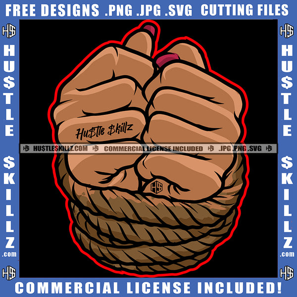 Woman Hands Tied Rope Vector Design Element Rope And Fist Hand SVG JPG PNG Vector Clipart Cricut Cutting Files