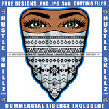 African American Gangster Woman Eyes Design Element Melanin Woman Wearing Musk Sexy Eye SVG JPG PNG Vector Clipart Cricut Cutting Files