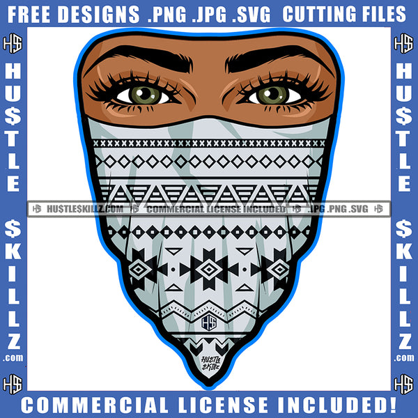 African American Gangster Woman Eyes Design Element Melanin Woman Wearing Musk Sexy Eye SVG JPG PNG Vector Clipart Cricut Cutting Files