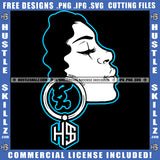 Melanin Black Woman Afro Queen Earrings Design Element Girl Mouth Braids Hair Design Element Hustling Hustler SVG Vector Logo Hustle Cricut SVG PNG JPG Vector Cut Files