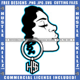 Melanin Black Woman Afro Queen Earrings Design Element Girl Mouth Braids Hair Design Element Hustling Hustler SVG Vector Logo Hustle Cricut SVG PNG JPG Vector Cut Files
