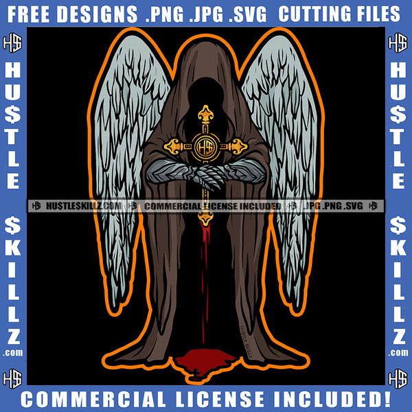 Death Angle Knight Large Back Patch Custom With Large Wings No Face Design Element  SVG JPG PNG Vector Clipart Cricut Cutting Files