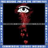 Cartoon Devil Eyes Blood Dripping Design Element Horror Eye Open Looking SVG JPG PNG Vector Clipart Cricut Cutting Files