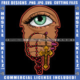 Eye Eyeball Face Looking Watching Hand Design Element Rosary Beads Icon Graphic On Hustling Hustle Grind Skillz SVG PNG JPG Vector Cutting Cricut Files
