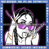 Melanin Woman Ghetto Street Girl Long Nails Tongue Out Glasses Design Element Gangster Flow Long Nail Hand White Color Hustler SVG JPG PNG Vector Clipart Cricut Cutting Files
