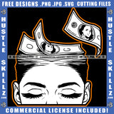African American Woman Face Eyes Design Element Cash Money On Head Melanin Woman Eyes White Color Magic Ski Mask Gangster SVG JPG PNG Vector Clipart Cricut Cutting Files