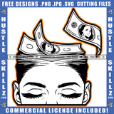 African American Woman Face Eyes Design Element Cash Money On Head Melanin Woman Eyes White Color Magic Ski Mask Gangster SVG JPG PNG Vector Clipart Cricut Cutting Files